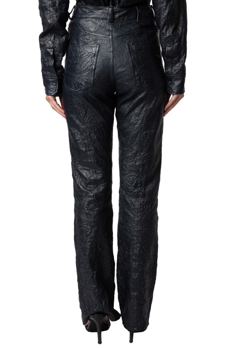Zadig & Voltaire Poete Cuir Froisse Leather Pants, Alternate, color, 