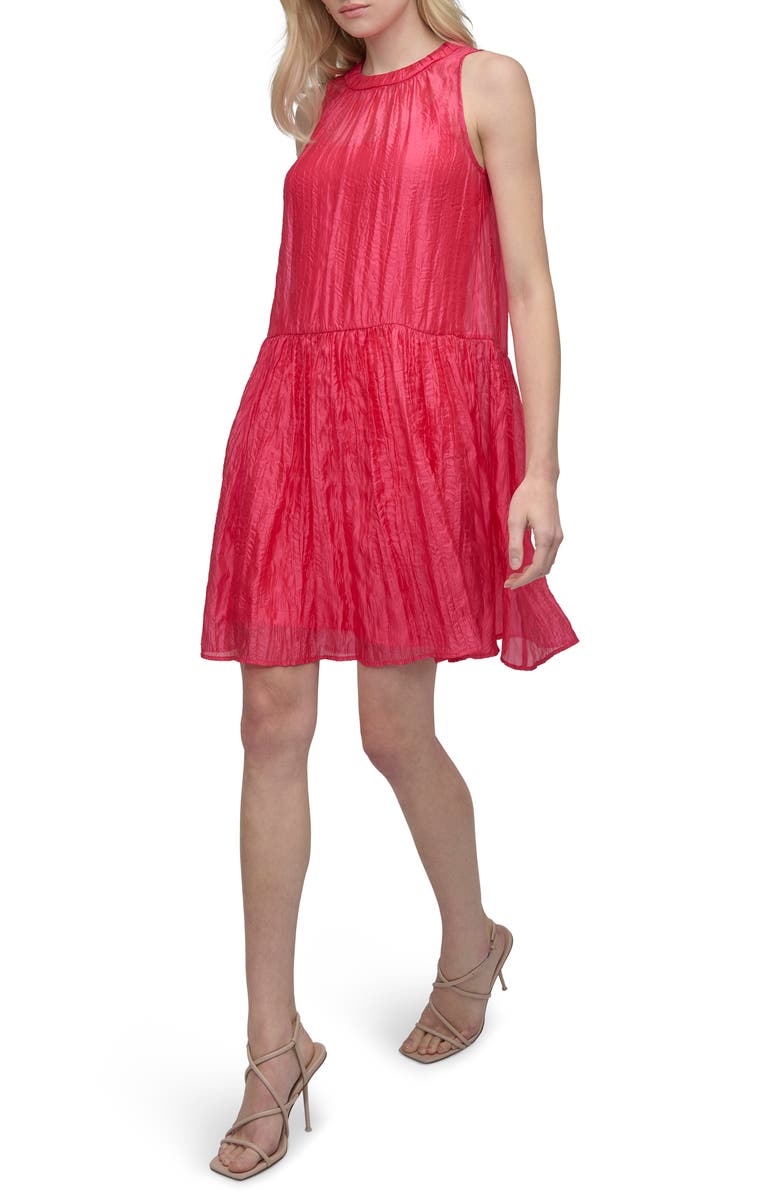 DKNY Organza Trapeze Dress, Alternate, color, Azalea