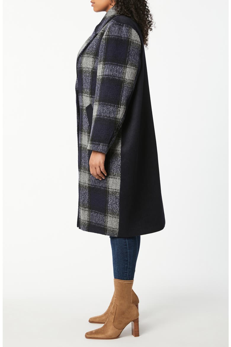 Plaid Wool Coat, Alternate, color, NAVY