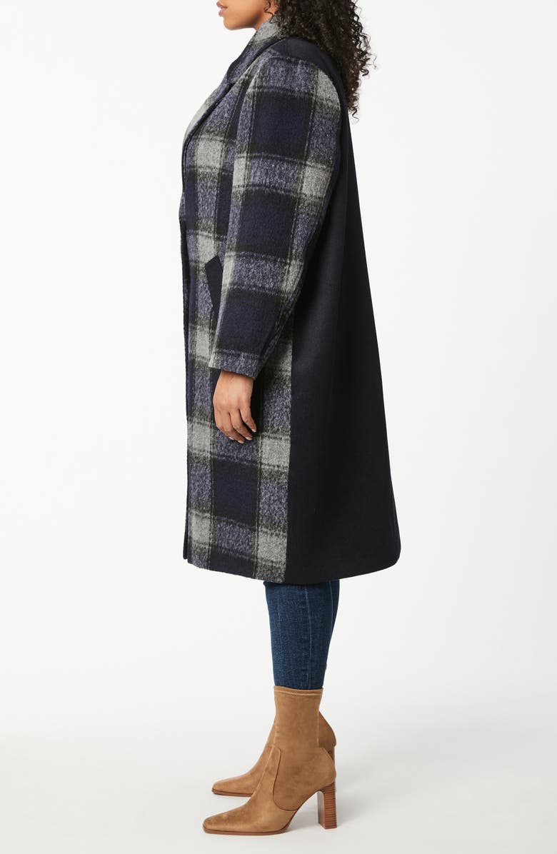 Bernardo Plaid Wool Coat, Alternate, color, 