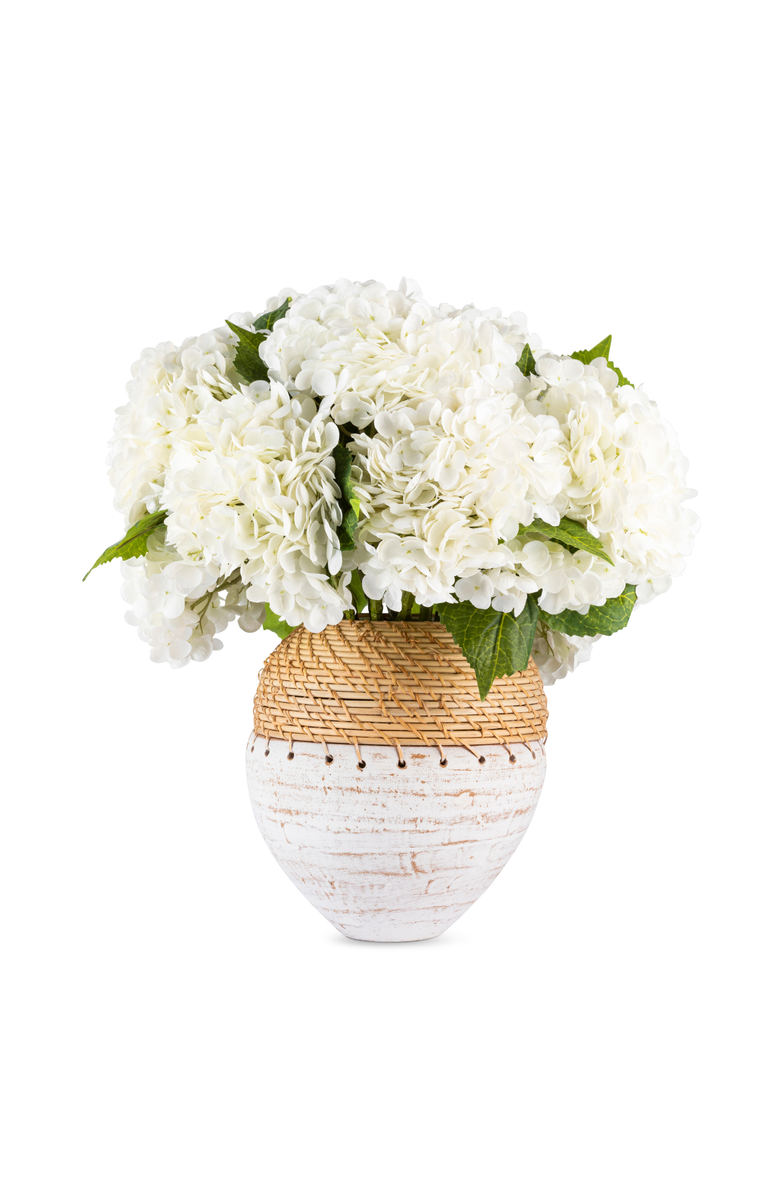 CocoBella Viviana RealTouch Hydrangea Stoneweave Arrangement, Main, color, Snow