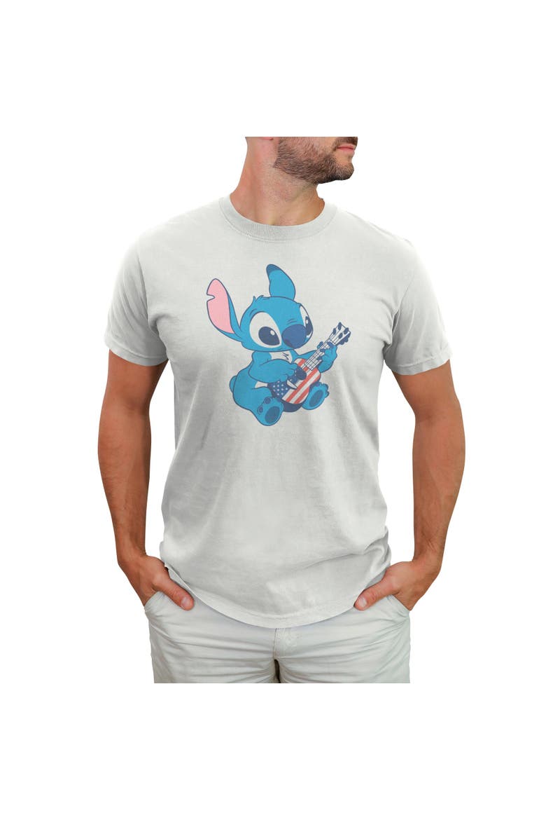 Men's Lilo & Stitch American Flag Guitar Stitch  Graphic T-Shirt, Main, color, White