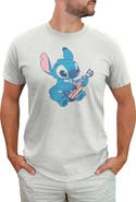 Lilo & Stitch Men's Lilo & Stitch American Flag Guitar Stitch  Graphic T-Shirt