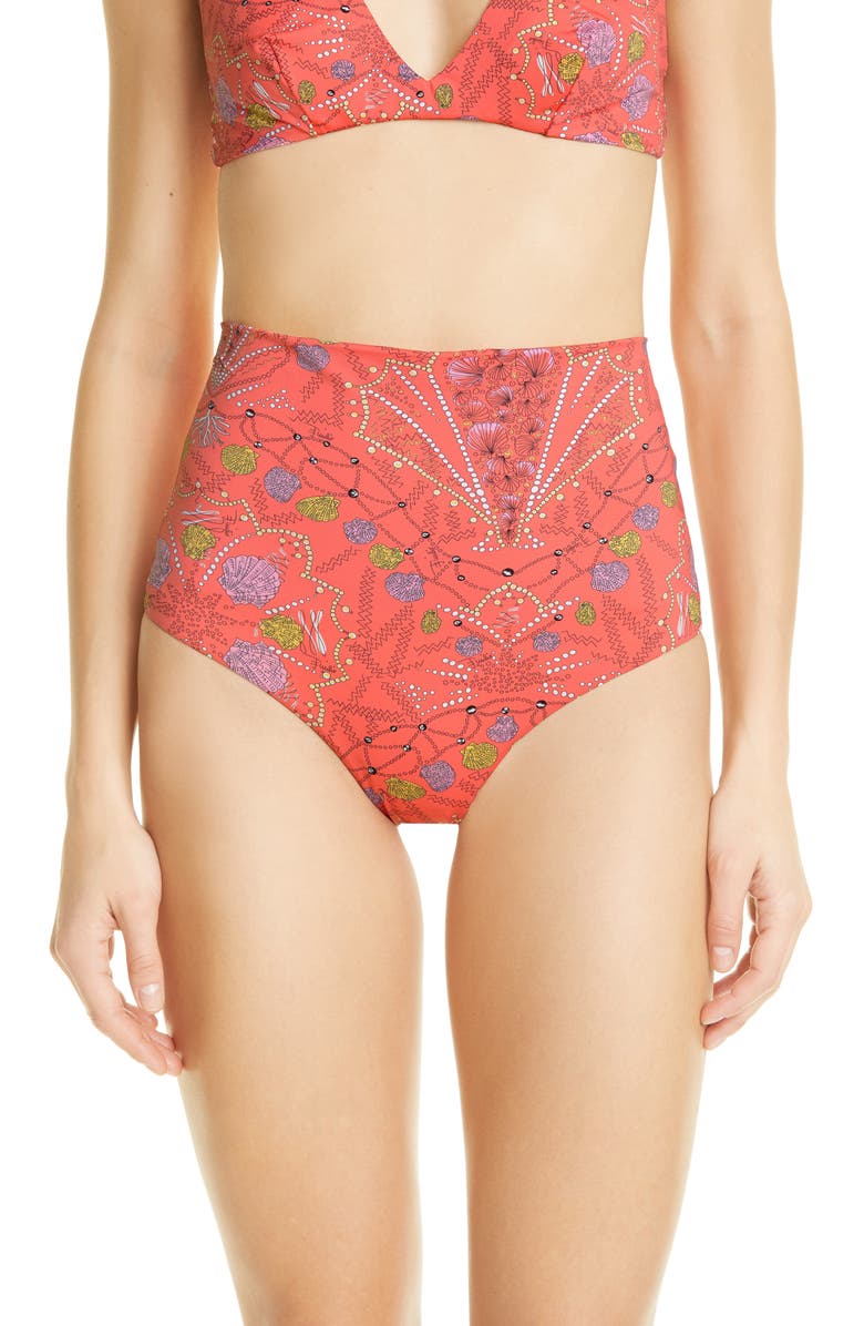 Emilio Pucci Conch Print High Waist Bikini Bottoms, Main, color, 