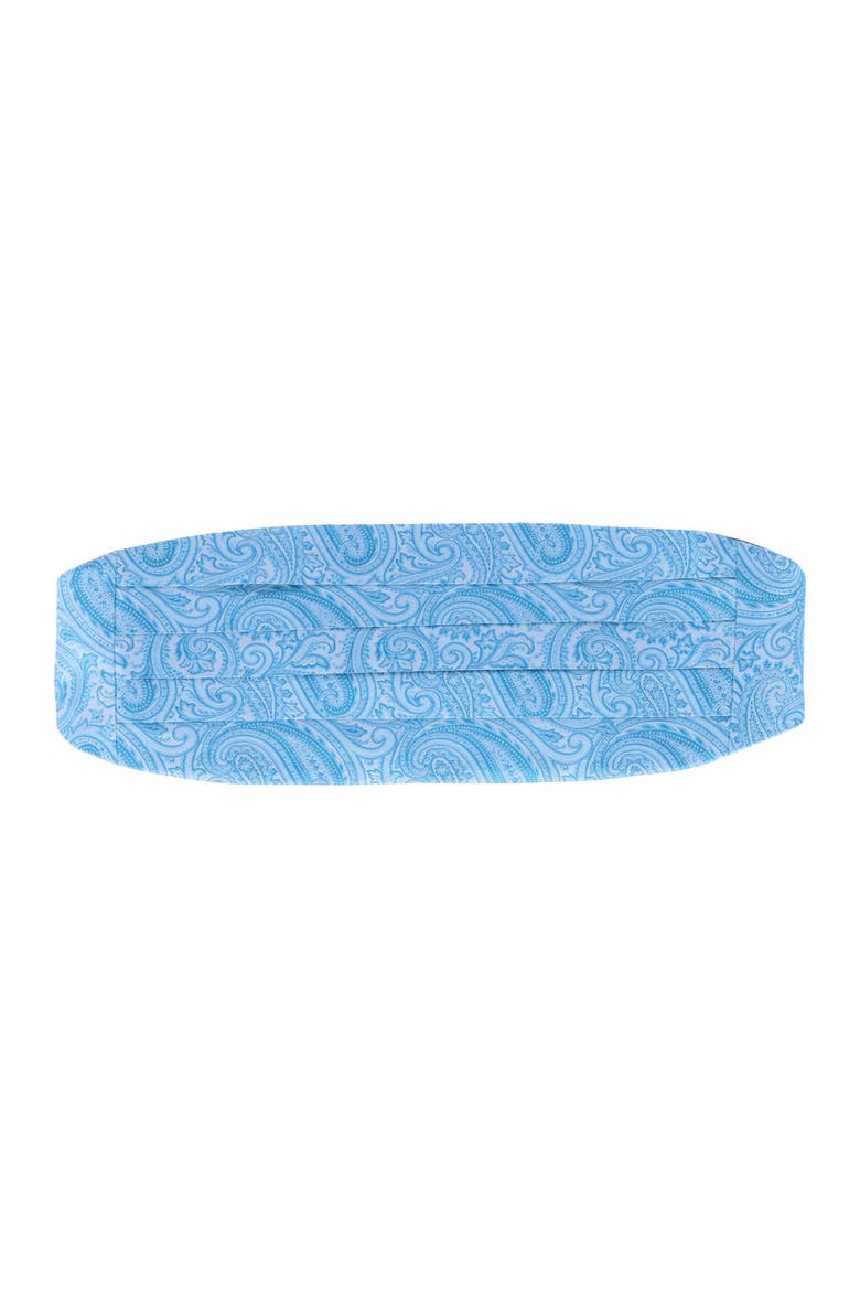 Sobee Paisley Silk Cummerbund, Main, color, Light Blue Paisley