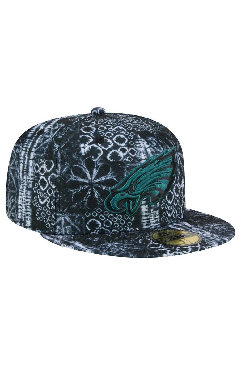 New Era Men's New Era Black Philadelphia Eagles Shibori 59FIFTY Fitted Hat, Alternate, color, 