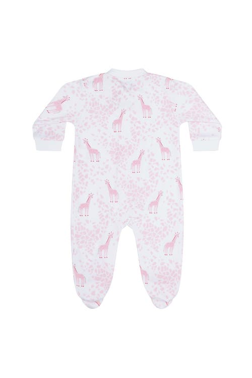 Nellapima Pink Giraffe Print Zipper Footie In Pink