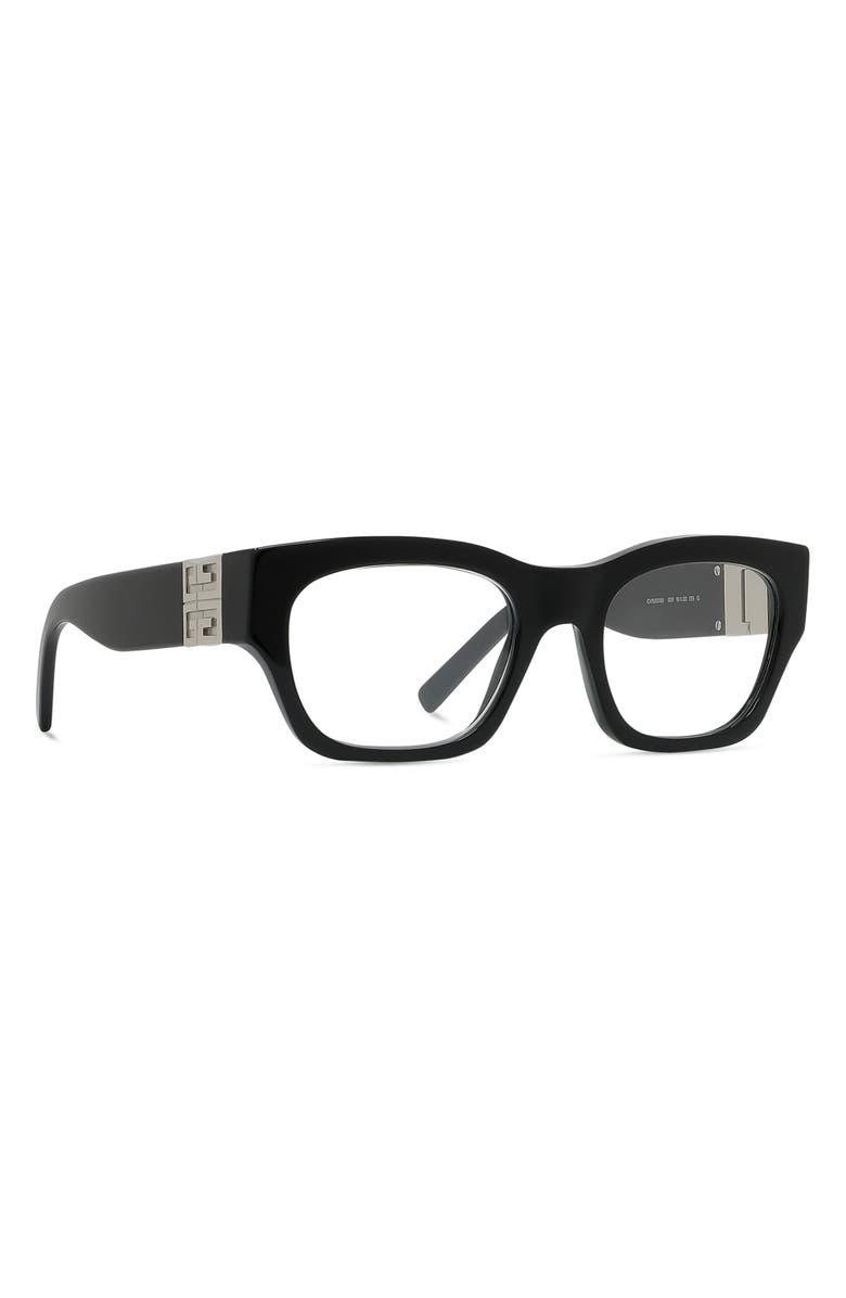 Givenchy 4G 51mm Rectangular Optical Glasses, Alternate, color, Shiny Black