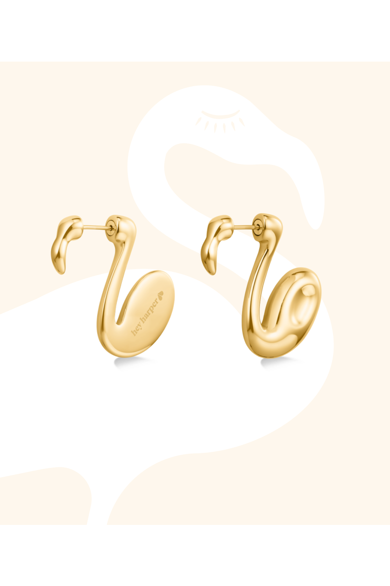 Flamingo Earrings, Main, color, Gold