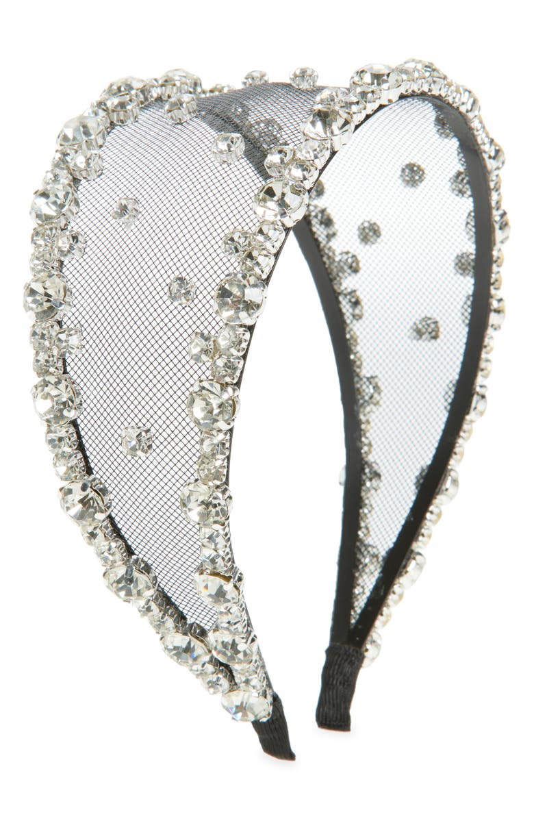 Tasha Crystal Embellished Mesh Headband, Main, color,