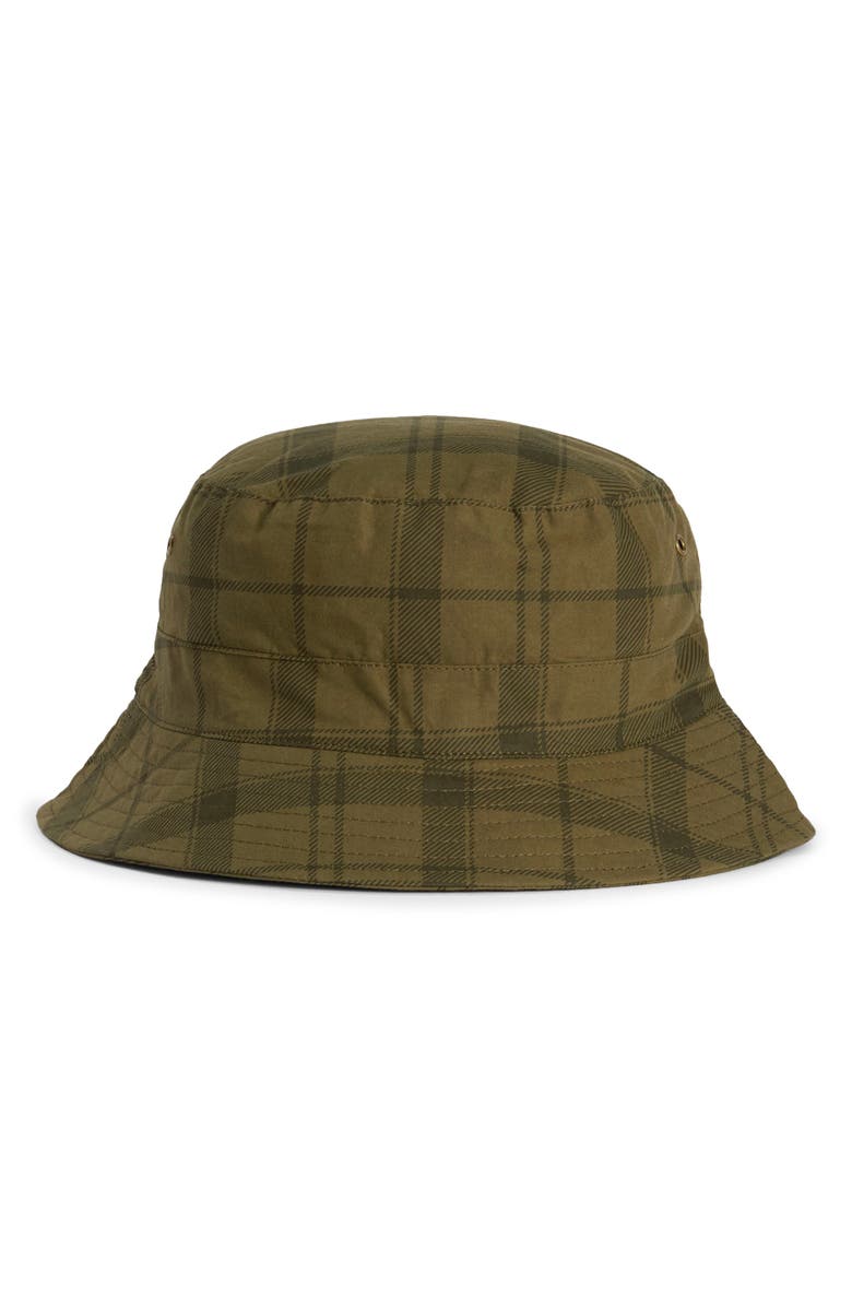 Barbour Transport Tartan Showerproof Waxed Cotton Bucket Hat, Alternate, color, Dusky Green Tartan