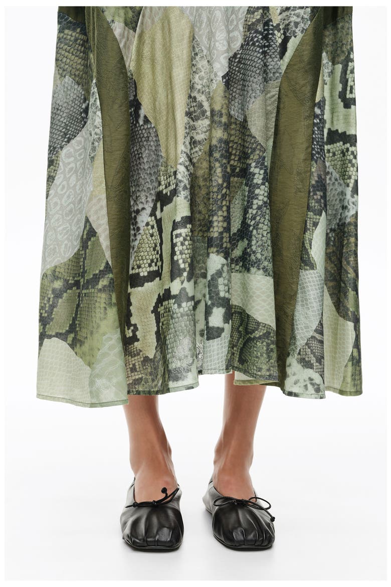 Snake Patchwork A-line Dress, Alternate, color, SNAKE PATCHWORK GREEN