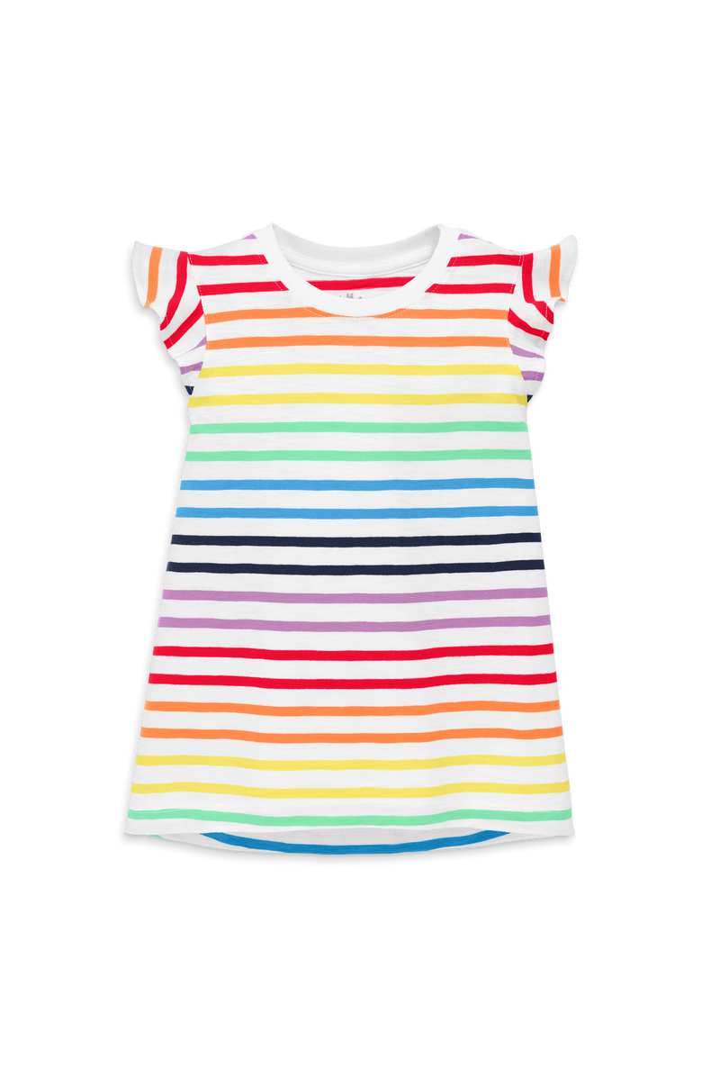 Primary Kids Flutter Sleeve Tee In Double Rainbow Stripe, Main, color,