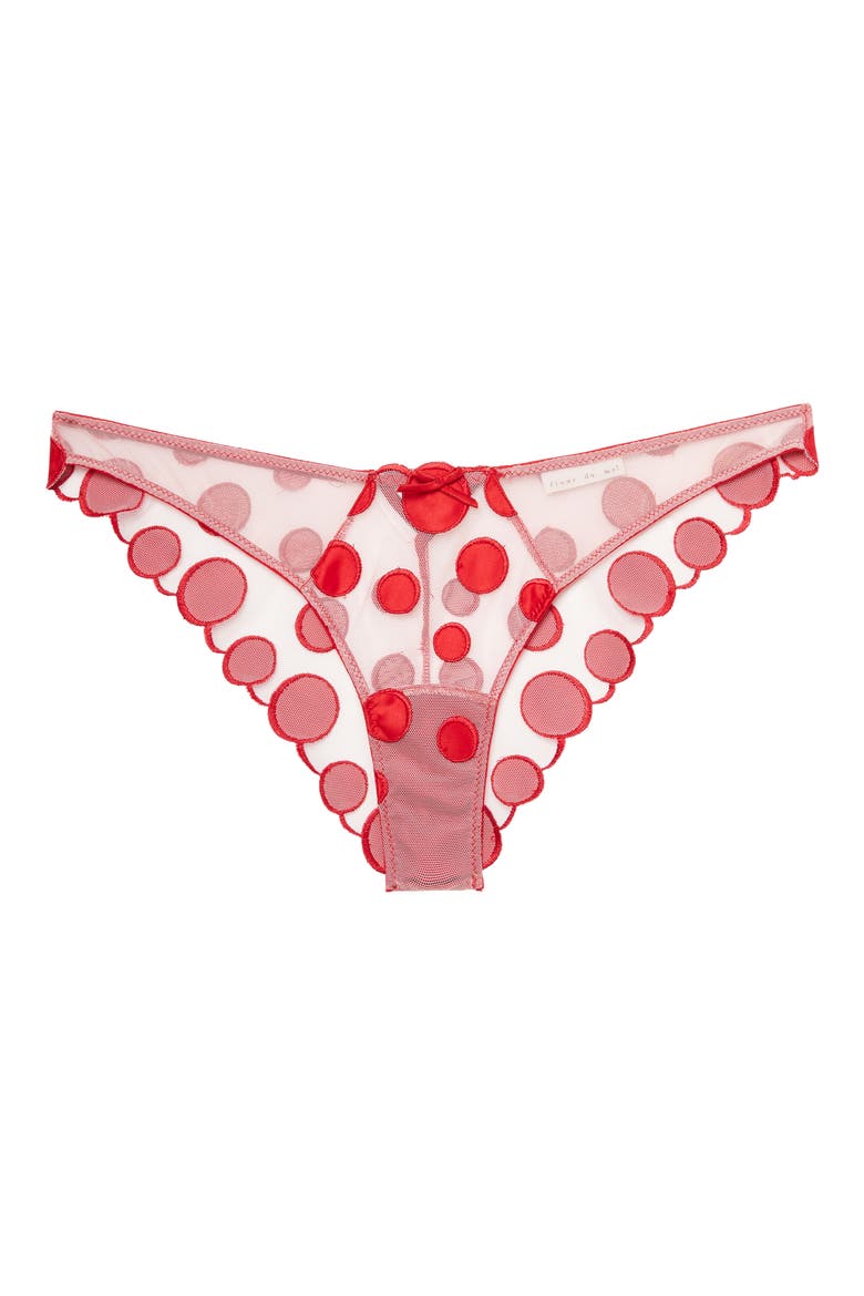 Polka Dot Embroidered Briefs, Main, color, ROUGE