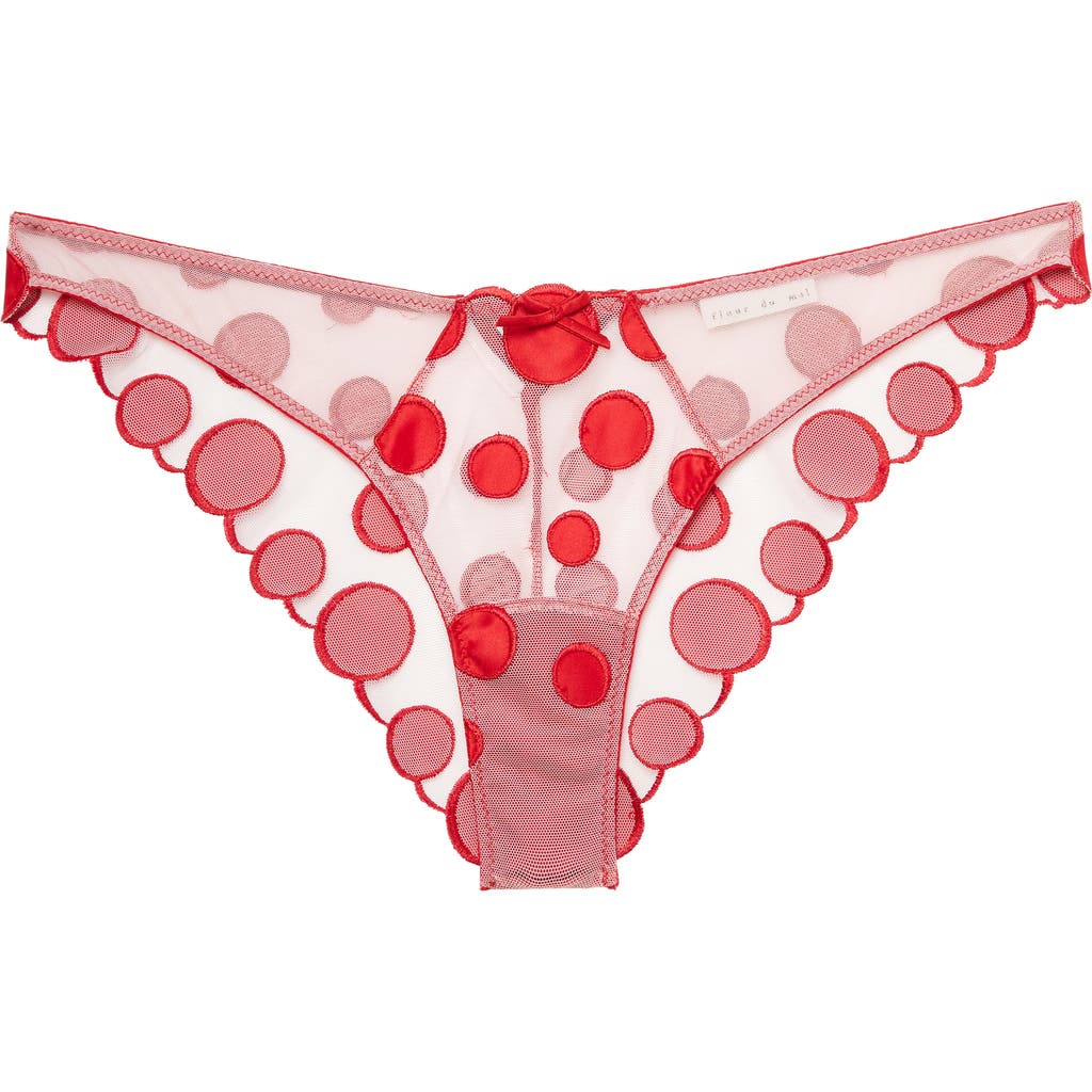 Shop Fleur Du Mal Polka Dot Embroidered Briefs In Rouge