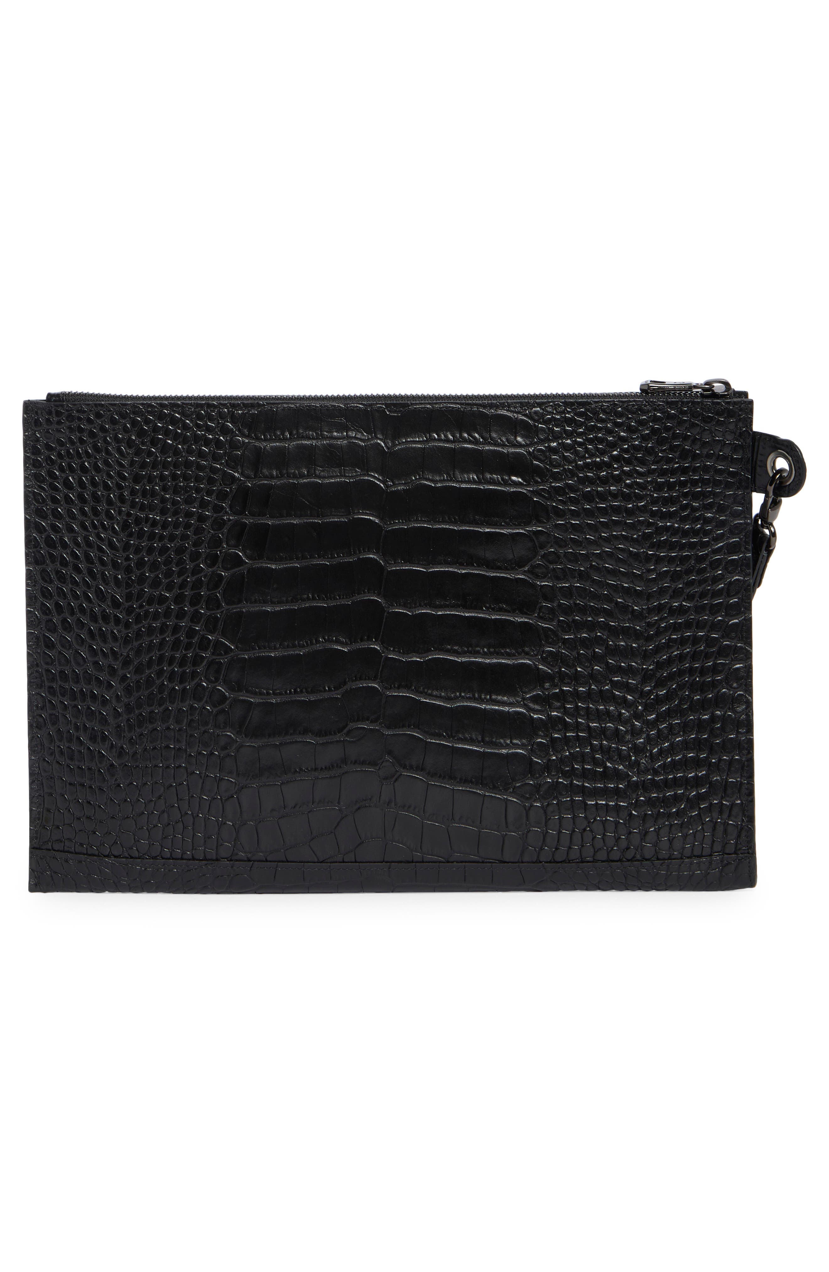 Longchamp Le Pliage Croc Embossed Leather Wristlet, Alternate, color, Butterfly