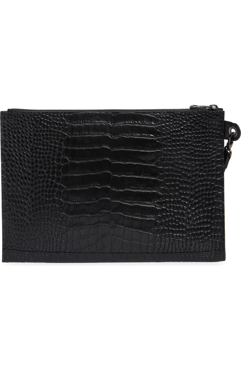 Longchamp Le Pliage Croc Embossed Leather Wristlet, Alternate, color, Butterfly