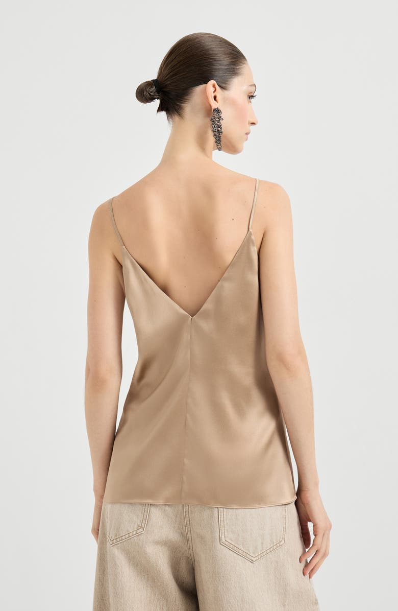Brunello Cucinelli Stretch silk satin camisole, Alternate, color, Beige