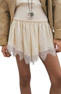 MANGO Satin Lace Shorts