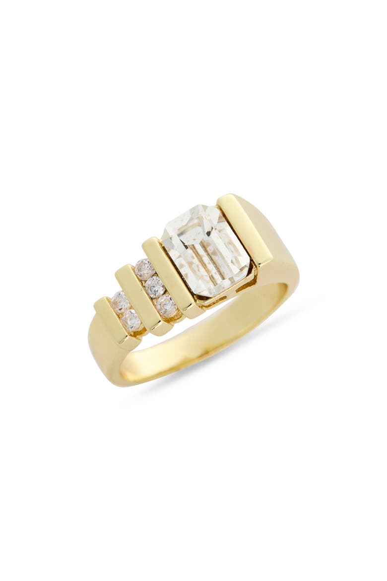 Emerald Cut Ring, Main, color, CLEAR/GOLD
