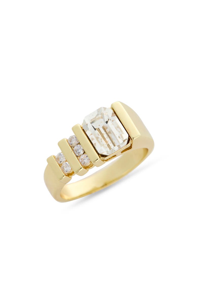 Covet Emerald Cut Ring, Main, color, Clear/ Gold