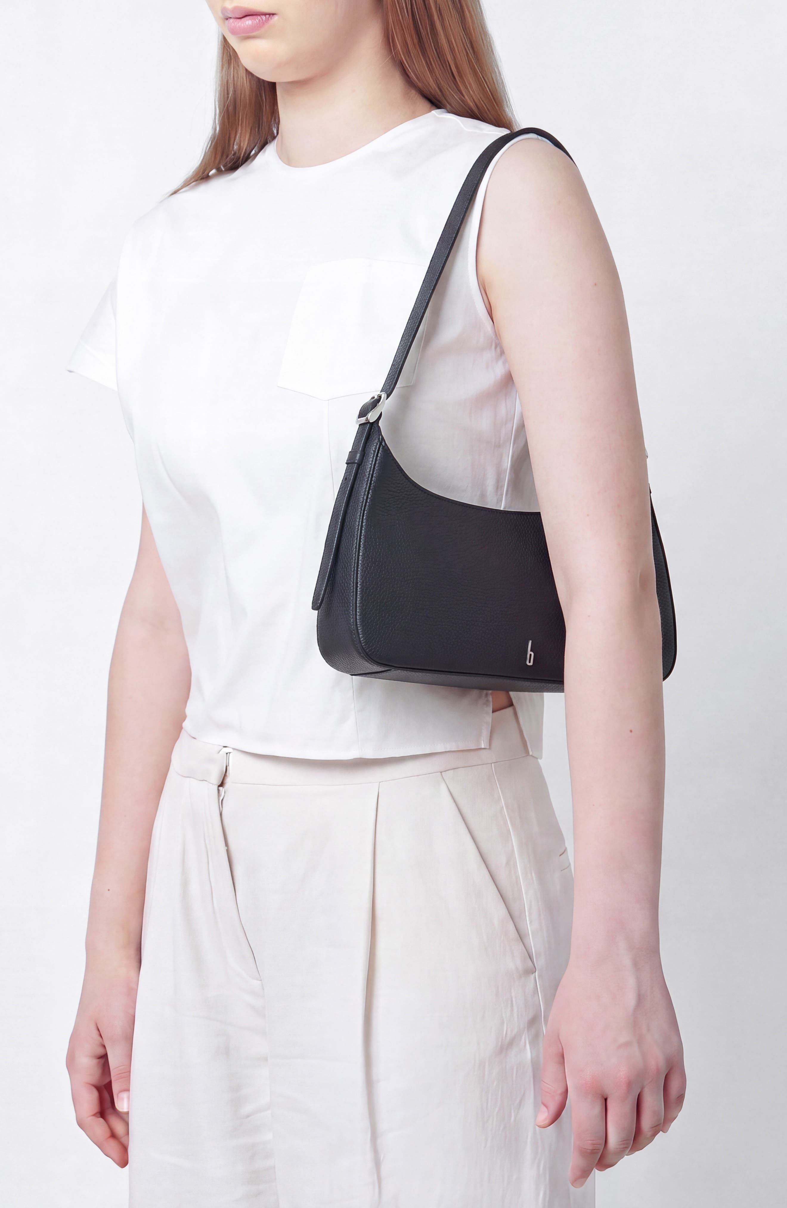Leena Leather Pouchette, Alternate, color, BLACK