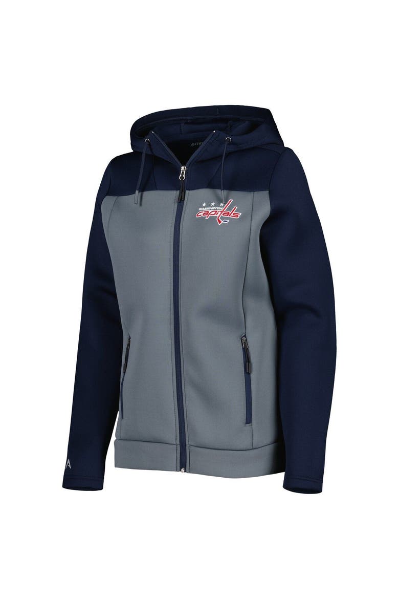 Women's Antigua Navy/Gray Washington Capitals Protect Full-Zip Jacket, Alternate, color, Navy