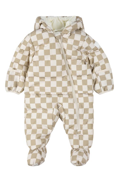 FIRSTS by Petit Lem Checkerboard Hooded Snowsuit in Beige  product