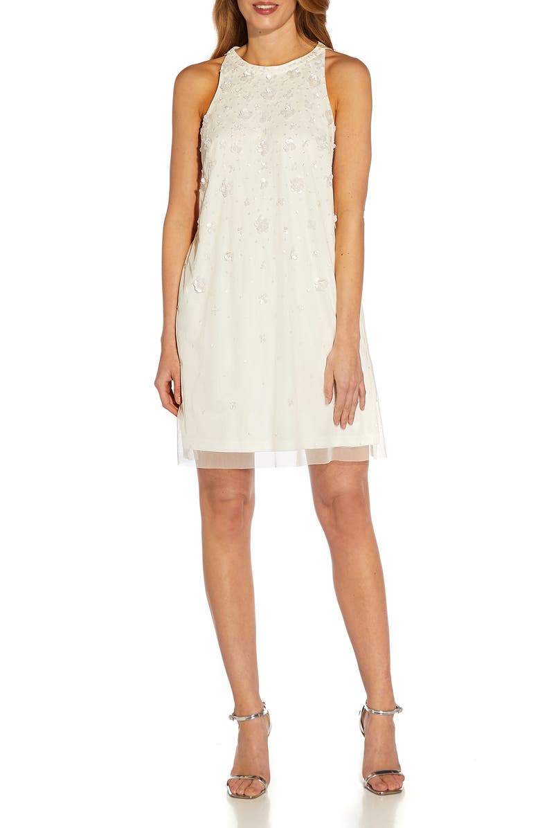 Adrianna Papell Floral Beaded Trapeze Cocktail Dress, Main, color,