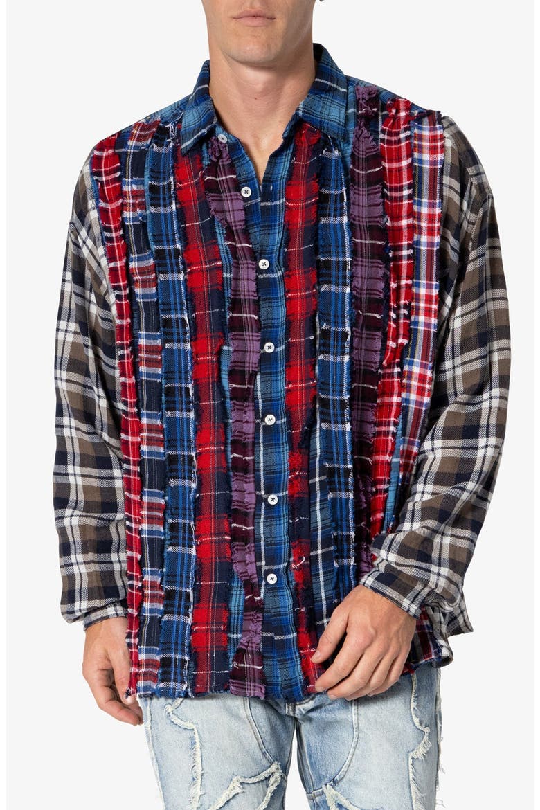 Tuxedo Plaid Cotton Flannel Button-Up Shirt, Alternate, color, MULTI
