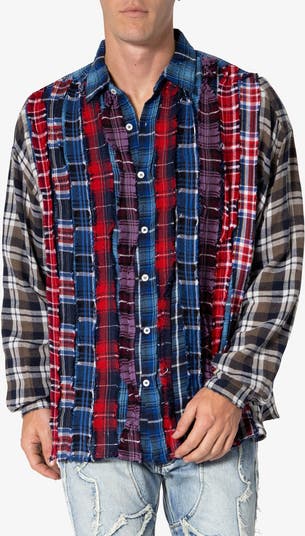 Tuxedo Plaid Cotton Flannel Button-Up Shirt