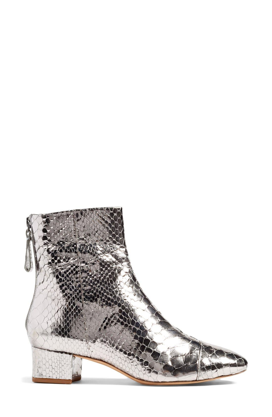 Alexandre Birman 'Jessie' Metallic Genuine Python Bootie, Alternate, color, 