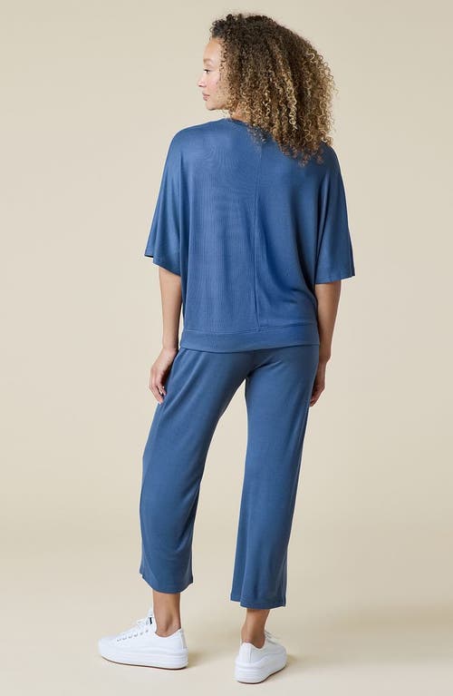 Softies Dream Jersey Relaxed V-neck With Capri Lounge Set In Indigo