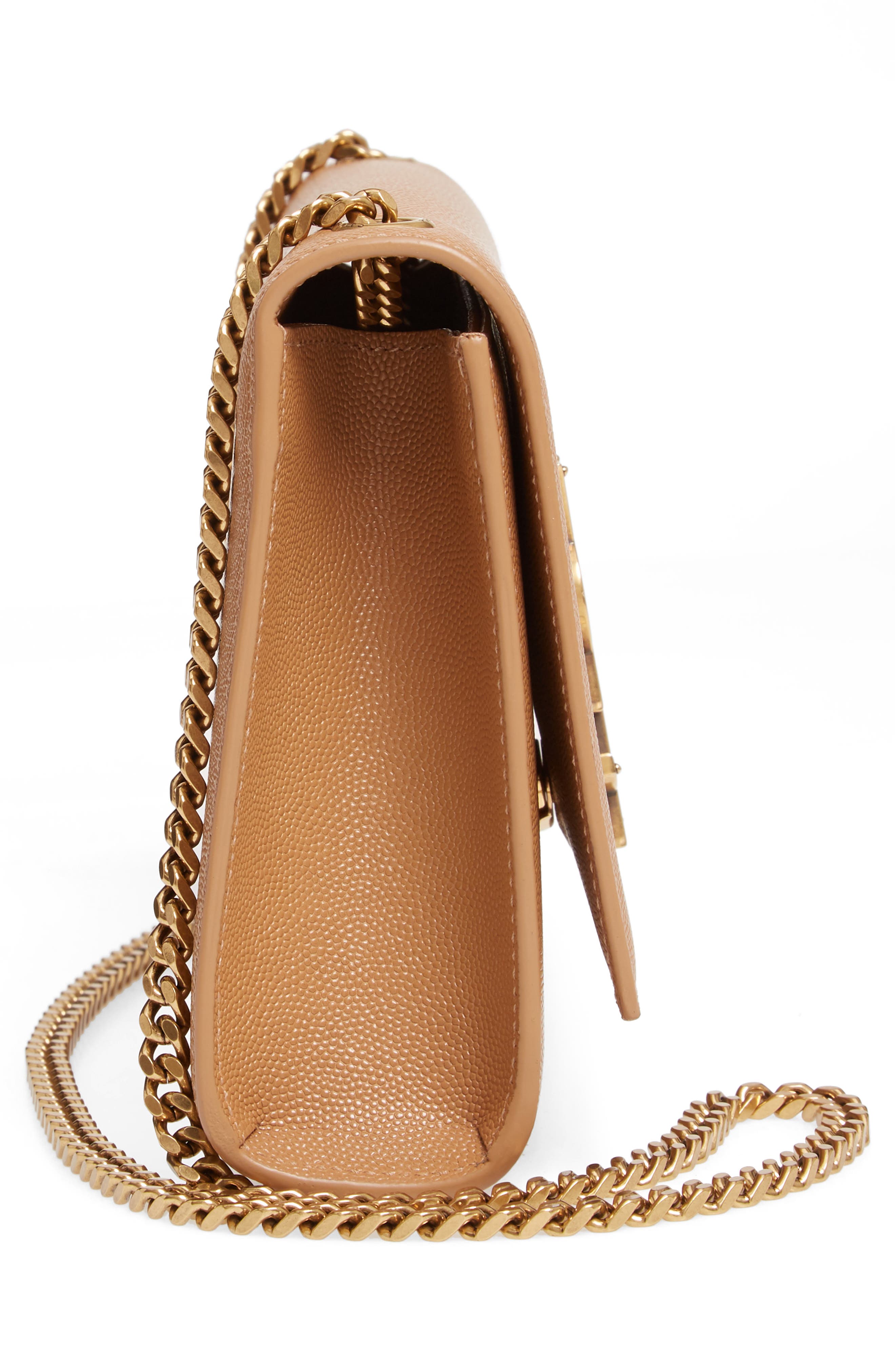 Saint Laurent Medium Kate Pebbled Calfskin Shoulder Bag, Alternate, color, 