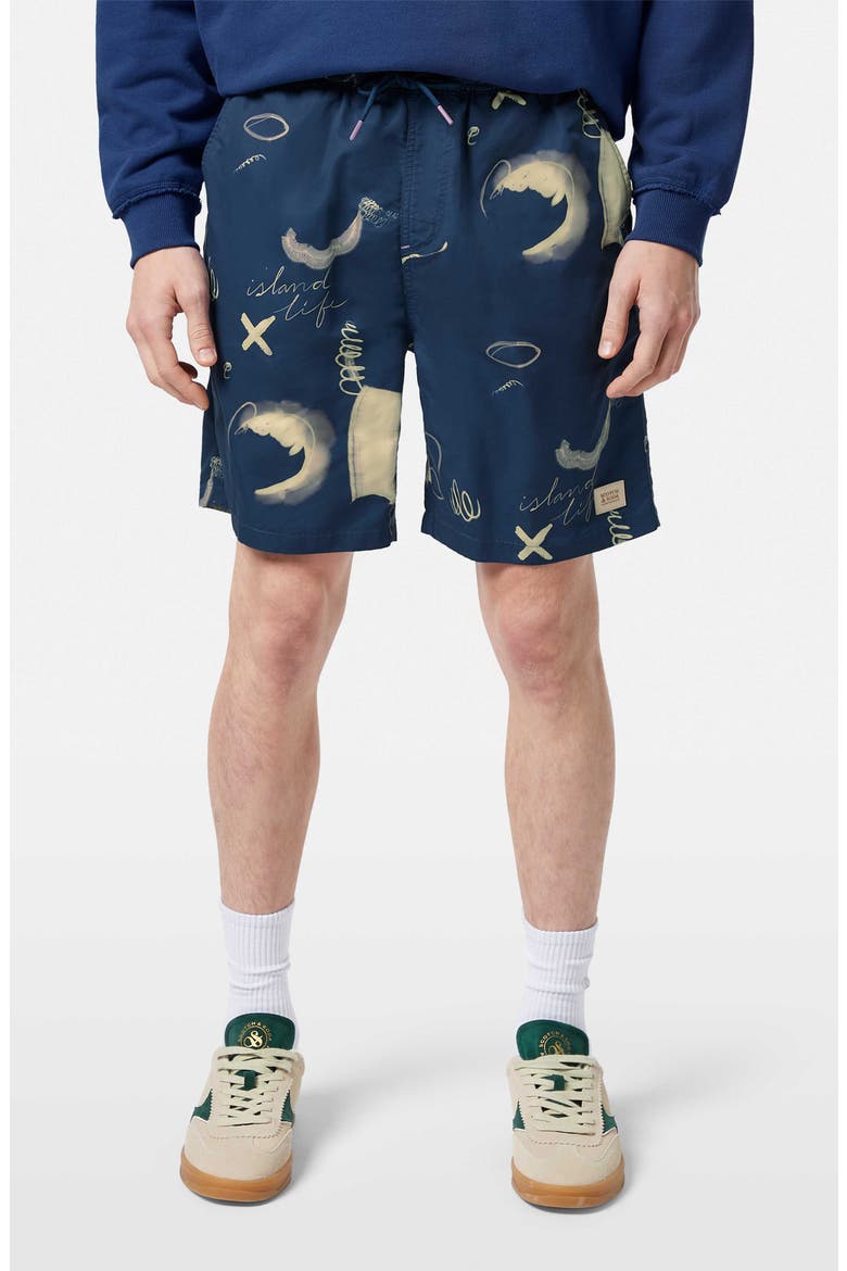 Abstract Print Swim Trunks, Main, color, ABSTRACTS ATLANTIC BLUE