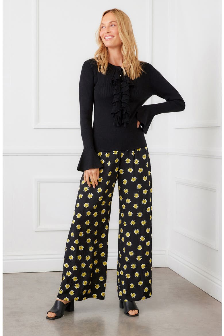 Floral Wide Leg Pants, Alternate, color, BLACK PRINT