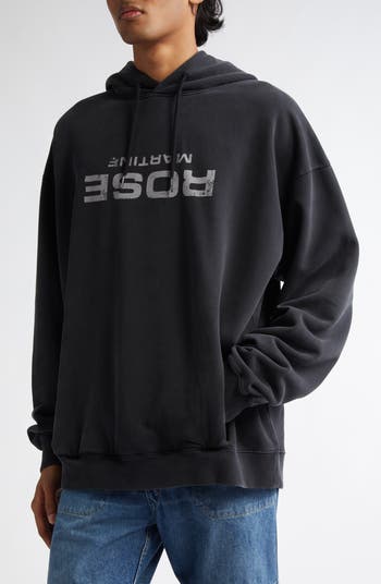 トップス Martin Avenir Hoodie Black Martine Rose Upside Down Logo Classic Cotton Jersey Hoodie