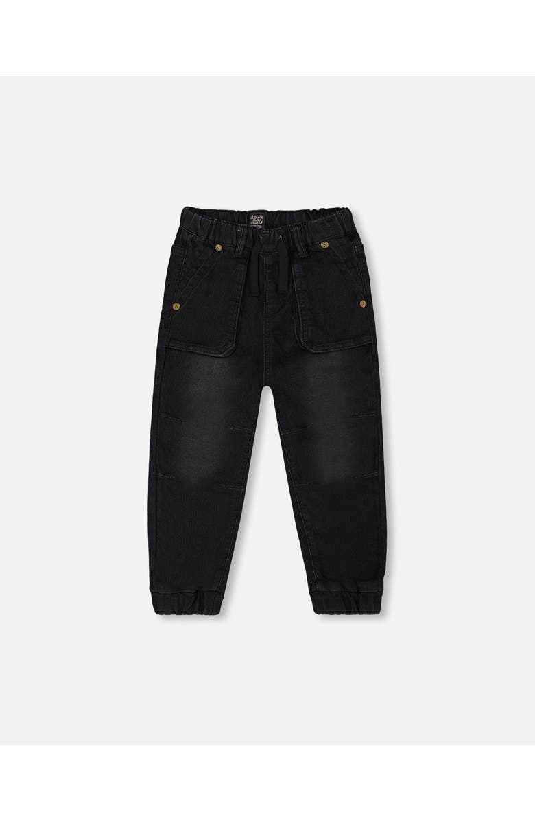 Deux par Deux Boy's French Terry Denim Jogger Pant Black Jeans, Main, color, 