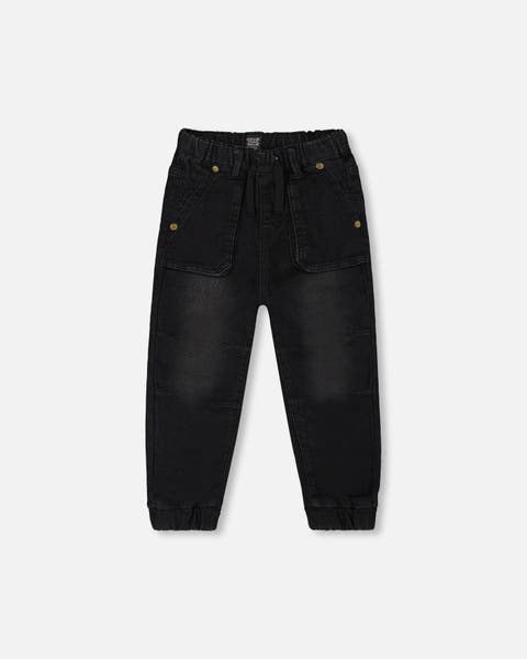 Deux Par Deux French Terry Denim Jogger Pant - Dark Navy Denim Blue 2025