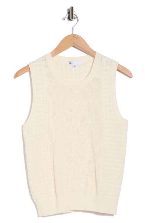 Dr2 By Daniel Rainn Floral Pointelle Sweater Tank In Gold