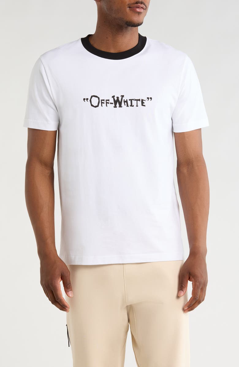 Off-White Logo Graphic Ringer T-Shirt, Main, color, White/Black