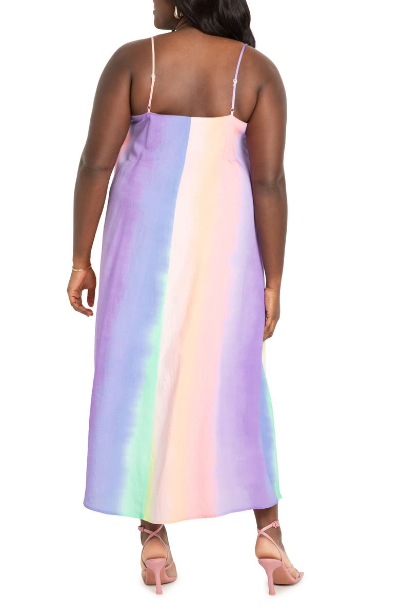 ELOQUII Rainbow Trapeze Maxi Dress, Alternate, color, 