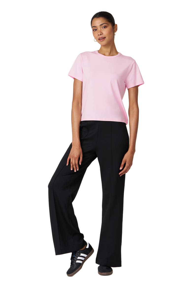 Madison Pintuck Wide Leg Scuba Knit Pant 30", Alternate, color, Black