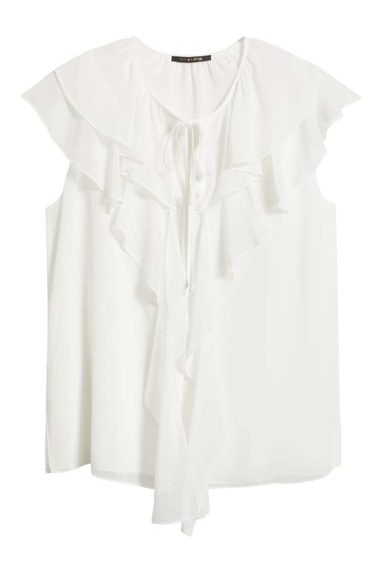 Maren Ruffle Cap Sleeve Top, Alternate, color, WHITE