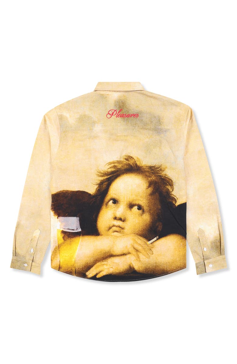 PLEASURES Cherub Cotton Button-Up Shirt, Alternate, color,