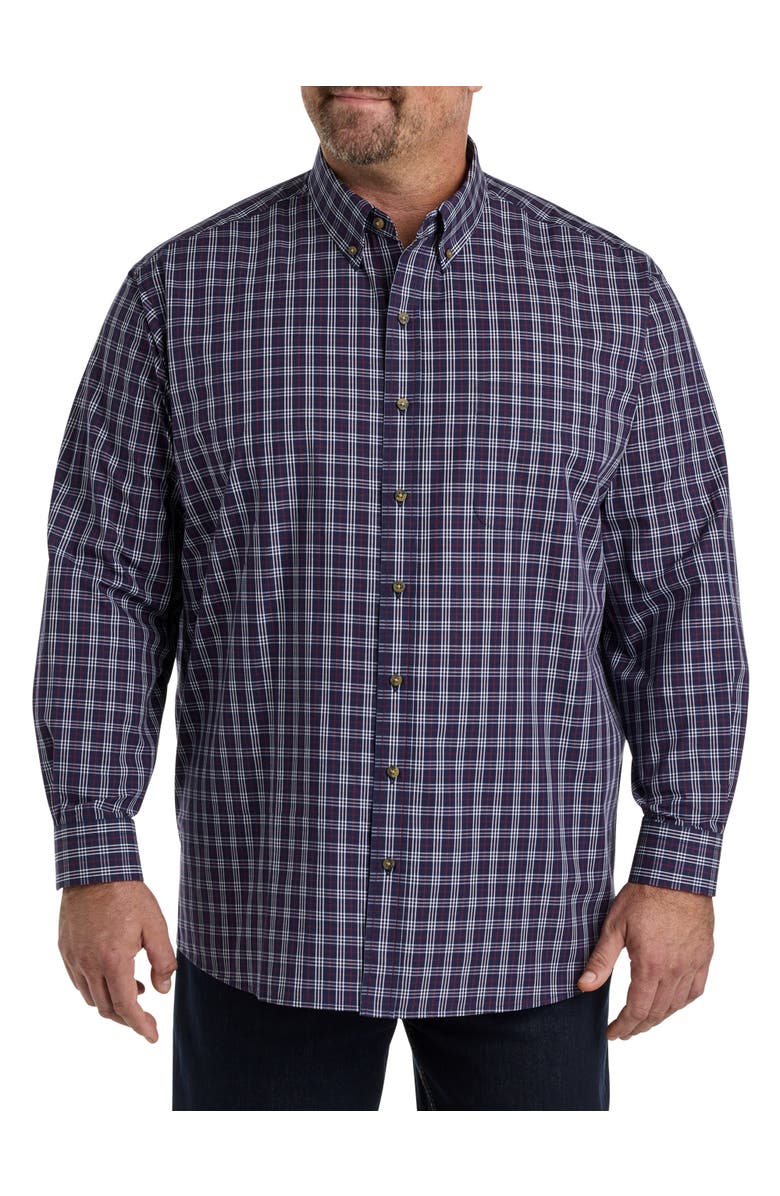 Harbor Bay by DXL Big & Tall Easy-Care Small Plaid Sport Shirt, Alternate, color, Blue Multi