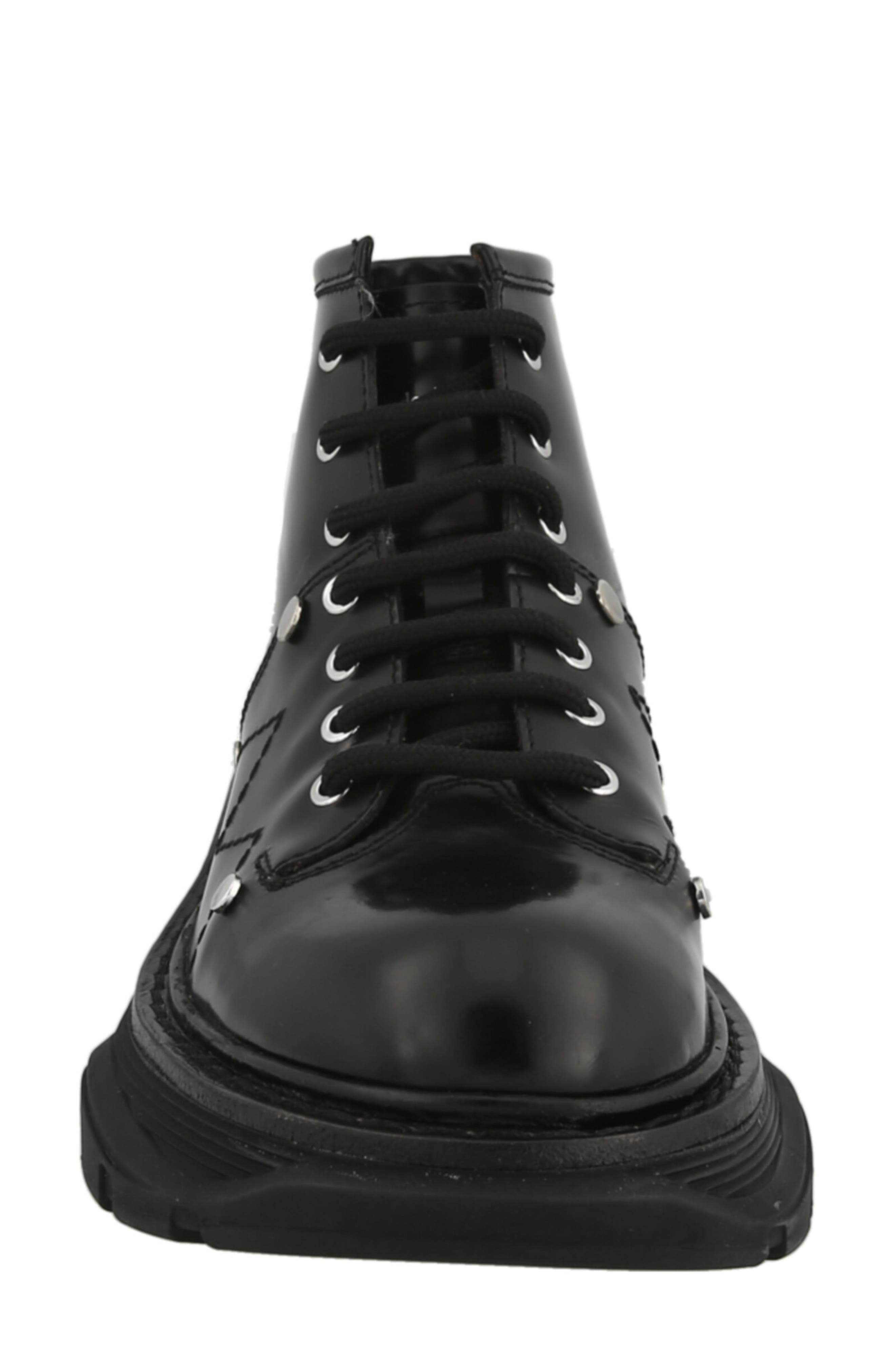 McQueen Studded Combat Bootie, Alternate, color, Black