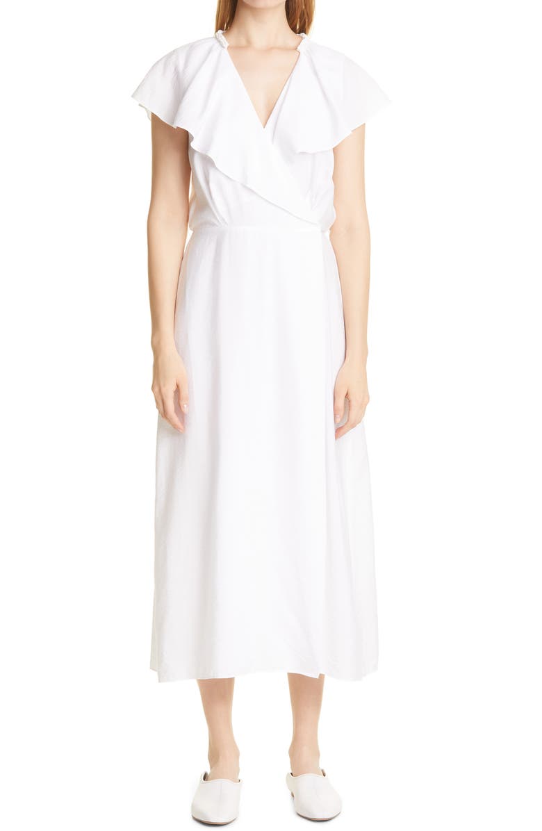 Vince Braid Trim Flutter Sleeve Wrap Front Dress, Main, color, 