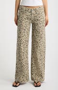 Fade Out Loud Low Rise Print Wide Leg Jeans
