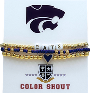 Color Shout Kansas Sate Love My College Bracelet Stack